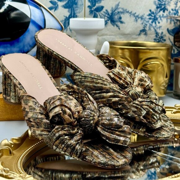🆕 LOEFFLER RANDALL 🧿 NWOB Emilia Heeled Mules, Metallic Leopard, Sz 7 SAMPLE - Picture 9 of 15